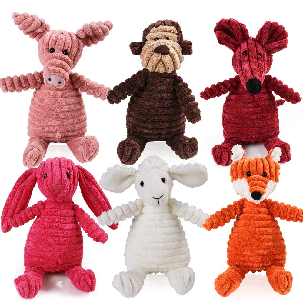 Pet Dog Molar Toy Vent Training Corduroy Monkey Pig Voice Plush Toy Dog Tooth Cleaning Supplie Dog Toys for Large Dogs - PCTXING Pet Toys